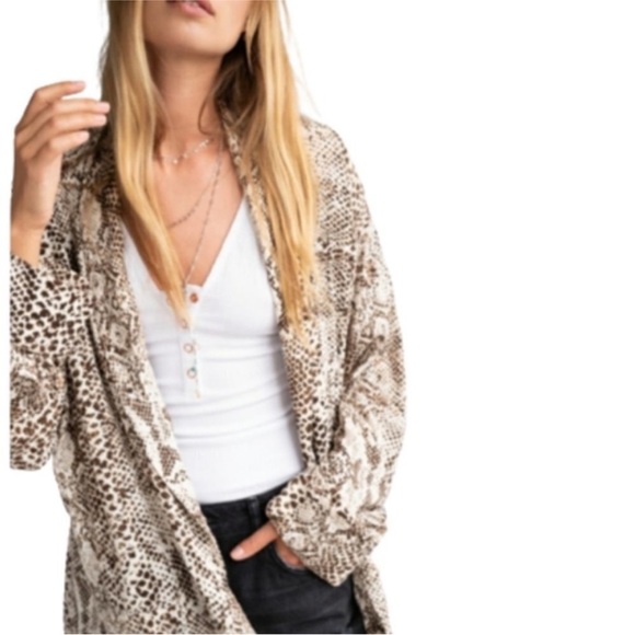 Free People Beige Animal Print duster - Picture 1 of 7